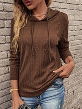 Load image into Gallery viewer, Cable-Knit Drawstring Hooded Knit Top