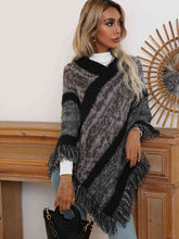 Load image into Gallery viewer, V-Neck Poncho with Fringes