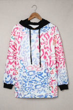 Load image into Gallery viewer, Leopard Print Dropped Shoulder Hoodie