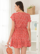 Load image into Gallery viewer, Tied Floral V-Neck Cap Sleeve Dress