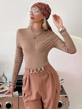 Load image into Gallery viewer, Ribbed Mock Neck Thumbhole Bodysuit