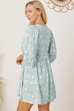 Load image into Gallery viewer, Floral Tie Neck Ruched Babydoll Dress