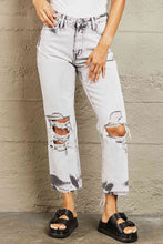 Load image into Gallery viewer, BAYEAS Acid Wash Accent Cropped Mom Jeans