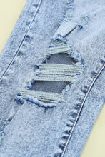 Load image into Gallery viewer, Acid Wash Belted Button Fly Distressed Jeans