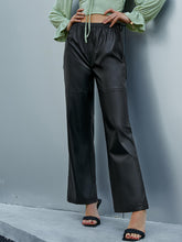 Load image into Gallery viewer, Side Tie Cutout PU Leather Flare Pants