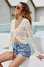Load image into Gallery viewer, Drawstring Ruched Openwork Sweater