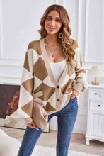 Load image into Gallery viewer, Geometric Lantern Sleeve Cardigan with Pockets
