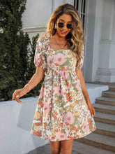 Load image into Gallery viewer, Floral Square Neck Cutout Mini Dress