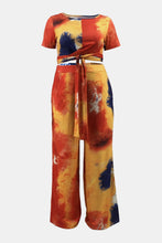 Load image into Gallery viewer, Plus Size Printed Crisscross Tie Front Top and Pants Set