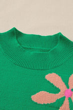 Load image into Gallery viewer, Flower Mock Neck Short Sleeve Sweater