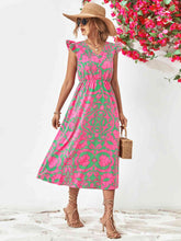 Load image into Gallery viewer, Floral V-Neck Cap Sleeve Dress