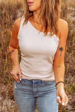 Load image into Gallery viewer, Asymmetrical Neck Sleeveless Waffle-Knit Tank