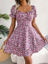 Load image into Gallery viewer, Floral Sweetheart Neck Flounce Sleeve Mini Dress