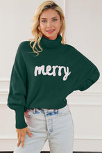 Load image into Gallery viewer, Merry Letter Embroidered High Neck Sweater