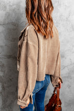 Load image into Gallery viewer, Plaid Corduroy Dropped Shoulder Jacket