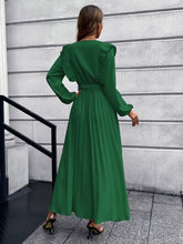 Load image into Gallery viewer, Pleated Surplice Tie Waist Maxi Dress