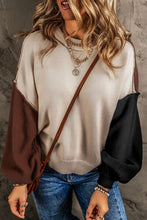 Load image into Gallery viewer, Contrast Round Neck Dropped Shoulder Sweater