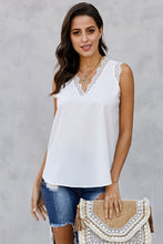 Load image into Gallery viewer, V-Neck Lace Trim Tank Top
