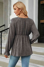 Load image into Gallery viewer, Round Neck Flounce Sleeve Blouse