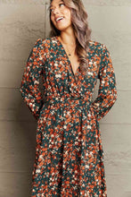 Load image into Gallery viewer, Printed Surplice Neck Long Sleeve Dress