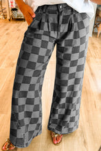 Load image into Gallery viewer, Checkered Wide Leg Jeans with Pockets
