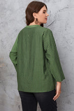 Load image into Gallery viewer, Plus Size Striped Notched Neck Top
