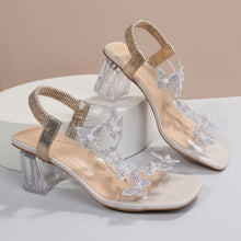 Load image into Gallery viewer, Butterfly Detail Open Toe Mid Heel Sandals
