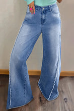 Load image into Gallery viewer, Raw Hem Wide Leg Jeans with Pockets
