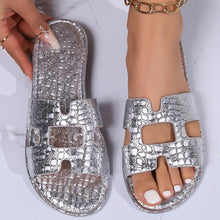 Load image into Gallery viewer, Crocodile Pattern Open-Toe PU Leather Sandals
