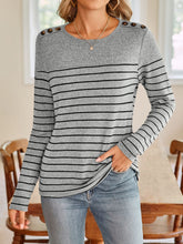 Load image into Gallery viewer, Lovelet Striped Round Neck Long Sleeve T-Shirt
