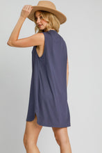 Load image into Gallery viewer, Umgee Round Neck Sleeveless High-Low Curved Hemline Mini Dress
