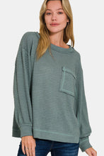 Load image into Gallery viewer, Zenana Exposed Seam Side Slit Long Sleeve Top
