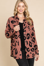 Load image into Gallery viewer, BOMBOM Animal Print Button Up Knit Shacket
