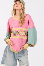 Load image into Gallery viewer, SAGE + FIG Mineral Wash Raw Edge Color Block Sweatshirt
