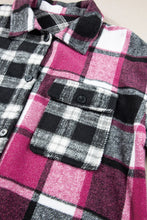 Load image into Gallery viewer, Pocketed Plaid Collared Neck Long Sleeve Shacket
