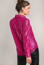 Load image into Gallery viewer, Umgee Sequin Long Sleeve Shirt with Side Chest Pocket
