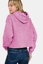 Load image into Gallery viewer, Zenana Acid Wash Fleece Cropped Hoodie
