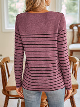 Load image into Gallery viewer, Lovelet Striped Round Neck Long Sleeve T-Shirt
