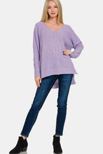 Load image into Gallery viewer, Zenana High-Low Center Seam V-Neck Sweater
