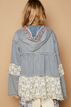 Load image into Gallery viewer, POL Embroidered Lace Patch Zip Up Hooded Jacket
