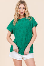 Load image into Gallery viewer, BOMBOM Textured Floral Pattern Short Sleeve T-Shirt
