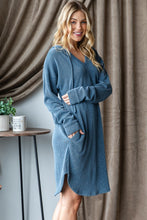 Load image into Gallery viewer, Heimish Ribbed Long Sleeve Hooded Dress
