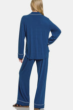 Load image into Gallery viewer, Zenana Button Down Long Sleeve Top and Pants Lounge Set
