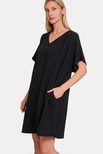 Load image into Gallery viewer, Zenana V-Neck Tee Dress with Pockets
