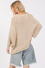 Load image into Gallery viewer, SAGE + FIG Distressed Asymmetrical Open Stitch Sweater
