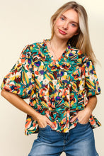 Load image into Gallery viewer, Haptics Full Size Frill Floral Puff Sleeve Peplum Blouse
