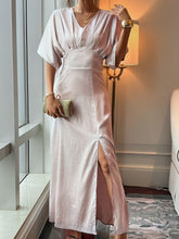 Load image into Gallery viewer, Devine Slit Animal Print V-Neck Half Sleeve Dress
