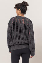 Load image into Gallery viewer, HYFVE Openwork Round Neck Long Sleeve Knit Cover Up
