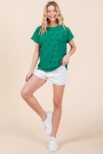 Load image into Gallery viewer, BOMBOM Textured Floral Pattern Short Sleeve T-Shirt
