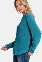 Load image into Gallery viewer, Zenana Chenille Waffle Round Neck Sweater
